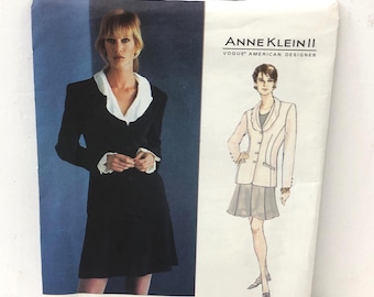 Vintage jaren 80 Anne Klein II Vogue 1530 naaipatroon, jasje en rok (maat 14-18)