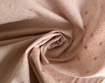 Dusty Rose eyelet machine embroidered cotton lawn fabric, pink cotton eyelet, made in Japan cotton eyelet fabric