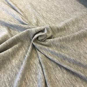 Heather Gray Loopback Jersey Fabric, Lightweight Stretch Jersey Fabric, Gray Jersey Fabric, 60&quot; wide BTY fabric