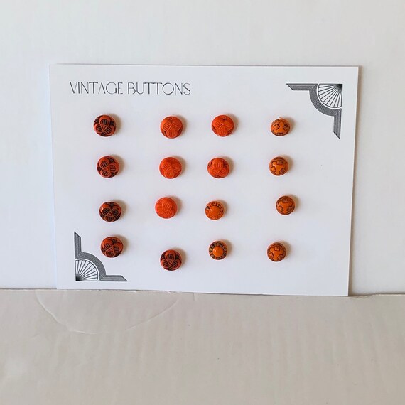 Vintage Black Glass Buttons with Flower Detail x 5 Vintage Black Glass Buttons with Flower Detail x 5