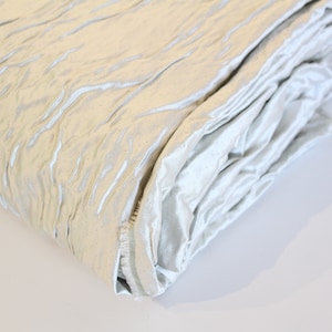 Silvery Mint Crinkle Surface Satin Fabric, Crinkle satin fabric, Silver satin drapery fabric, drapery pillow or upholstery fabric, designer