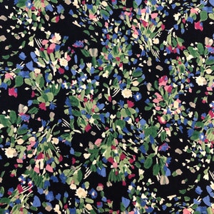 Watercolor Floral on Navy Cotton Lawn Fabric, Fireworks Floral Japanese Quilting Cotton, Made in Japan, 44&quot;wide BTY fabric