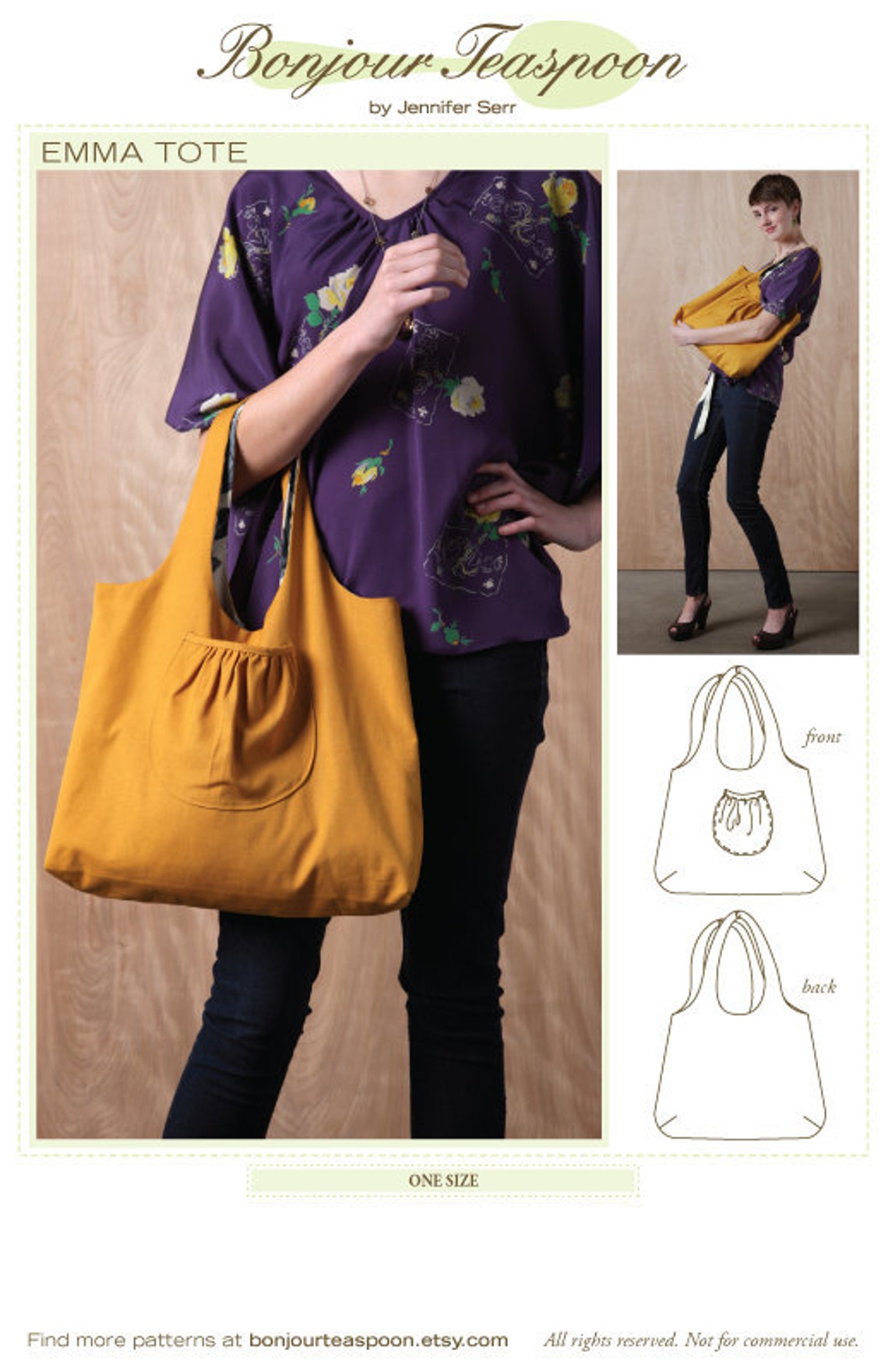 Emma Market Tote Sewing Pattern, Reversible Bag (PDF Pattern) - Etsy