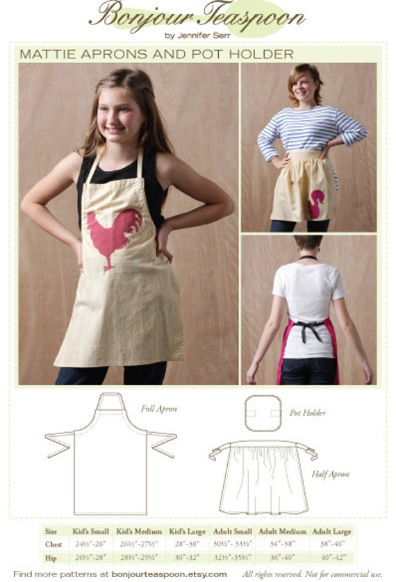 Kids Apron Sewing Pattern Kids Full Apron Sewing Pattern Etsy