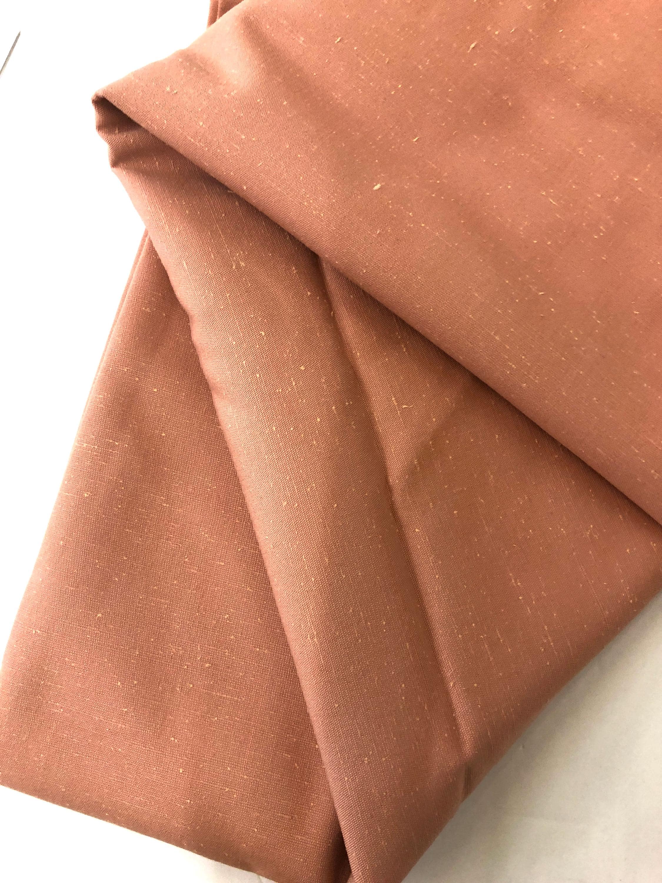 Peach Cotton Linen Blend Fabric, 46