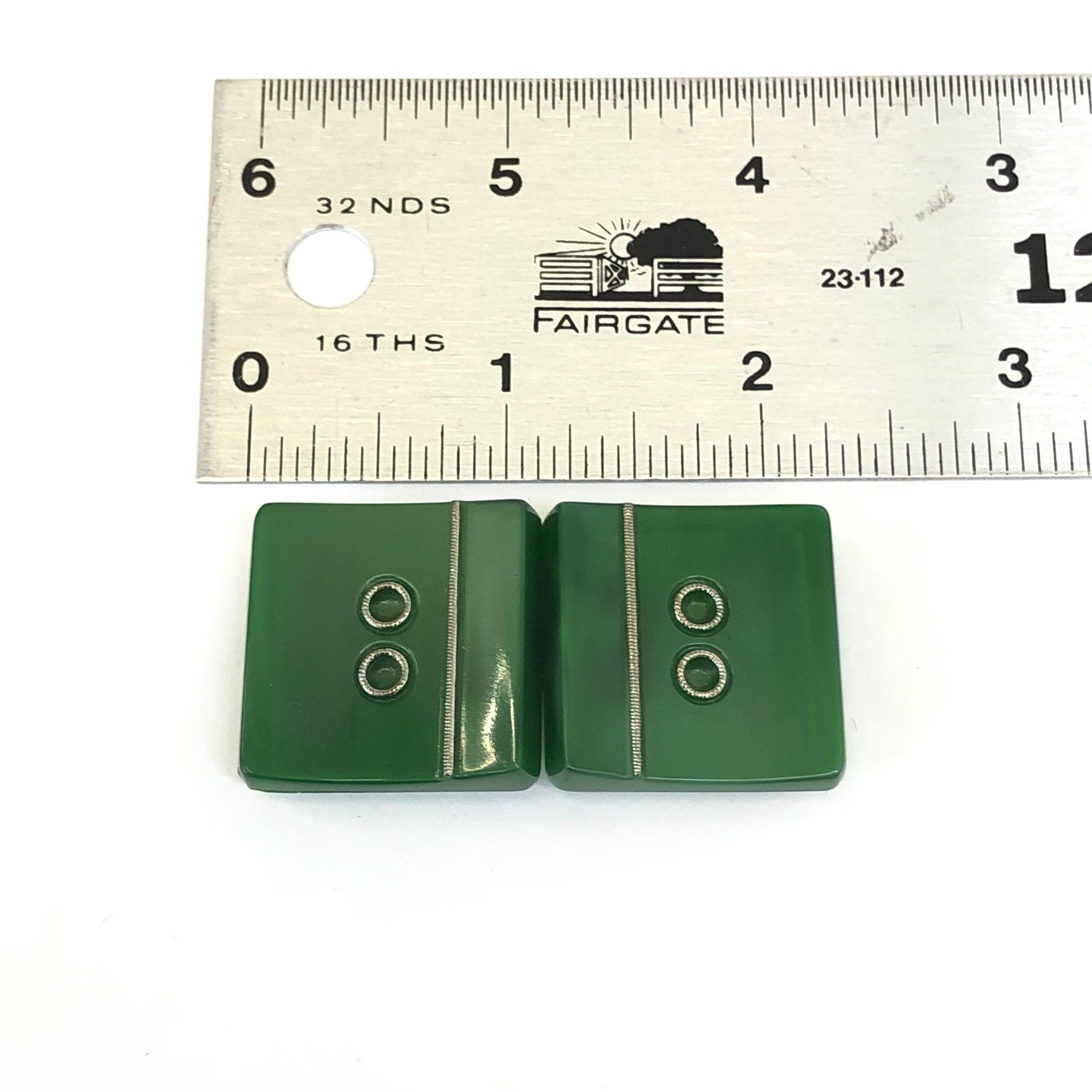Vintage Art Deco Green Bakelite Buckle, Silver Accents  display picture 3