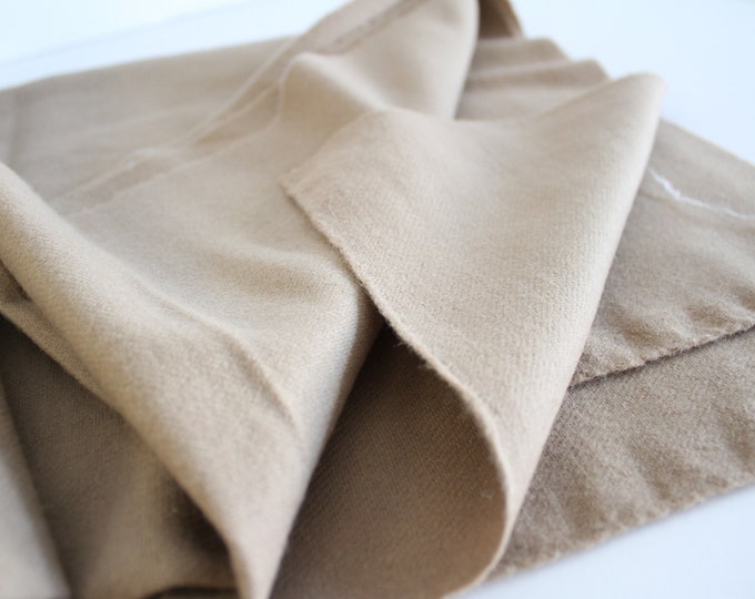 Two Pieces Camel Colored Wool Fabric, Heavy Flannel Fabric, Camel Wool ...