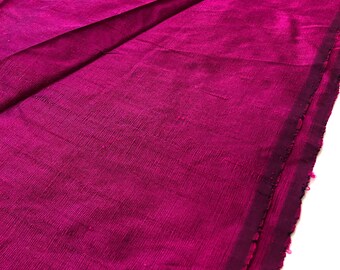 Magenta w/ Navy Blue Shantung Silk Remnant Fabric, 2yd 3" x 44"
