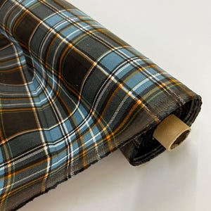 Blue, Orange, Olive, Brown, Plaid Printed Corduroy Fabric, 100% Cotton Corduroy Fabric, Check Corduroy fabric, 43&quot; wide BTY fabric