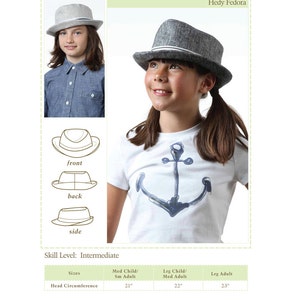 Kids Fedora Hat Sewing Pattern, Tween Fedora Hat Sewing Pattern, Adult Fedora Hat Pattern, Cute hat pattern, Fedora hat pattern, hat pattern