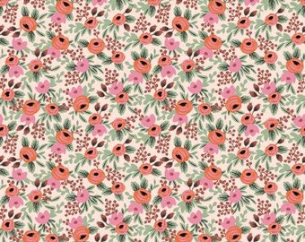 Rifle paper co. fabric, Primavera Rosa Blush, Cotton and Steel fabric, Rifle paper company Pink floral Fabric, Primavera Rosa Blush fabric