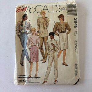 Vintage McCall&#39;s wardrobe Separates Sewing pattern, Easy McCall&#39;s 3948, casual work clothing, 80&#39;s separates pattern with blazer skirt pants