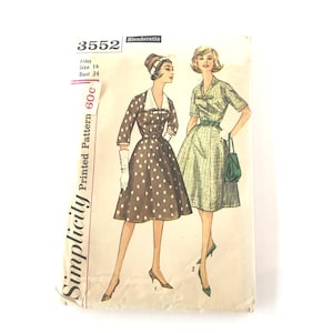 Vintage 1950&#39;s Dress Pattern, Simplicity 3552, vintage dress pattern, 50s Simplicity, 50s fashion, vintage sewing pattern, Size 14, Bust 34&quot;