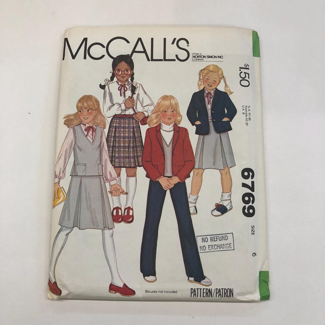 Mccall's 6769 Vintage 1970s Children's Sewing Pattern, Size 6 Blazer ...