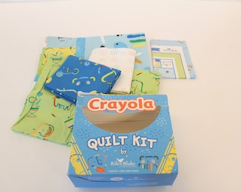 Crayola Quilt Kit by Riley Blake Designs, Cotton Quilt kit, Child or Baby Quilt Kit Fabric, Our Little Band Panel Quilt kit