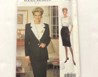 Patrón de vestido y chaqueta Vogue 8602 para señoritas de talla pequeña, talla 12-16, busto 34-38"