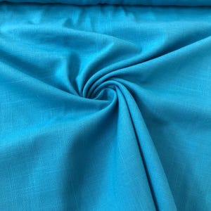 Aqua Blue Slub Texture Remnant Fabric, Lightweight Linen-look Rayon Blend Destash Remnant Fabric, 5yd 15&quot; x 45&quot;
