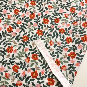 Remnant Piece of Rifle paper co. Strawberry Fields Primrose Ivory floral quilting cotton, Strawberry Blossom print, 1 7/8 yard remnant