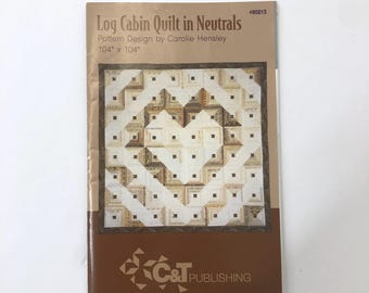 Log Cabin Quilt in Neutrals Quilt Pattern, 104x104" finished size