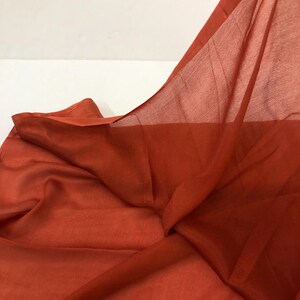 Adobe Red Orange Silk Chiffon Fabric Remnants, Sheer, Fancy Apparel Sewing Fabric, De-stash Fabric, 2 yards +6" x 43" wide