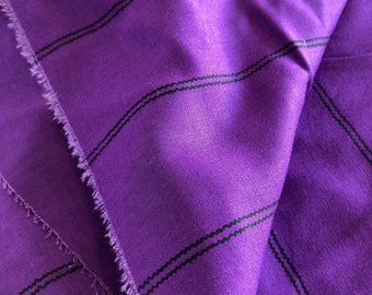 Concord Grape Purple Black Printed Stripe Lightweight Fabric Remnant, De-Stash Sewing, 53" wide x 2 yards