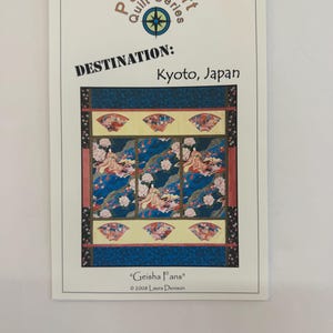 Geisha Fans - Passport Quilt Serie von Laura Denison, Japanisches Geisha Themed Quilting Muster, 48x58 &quot;&quot;