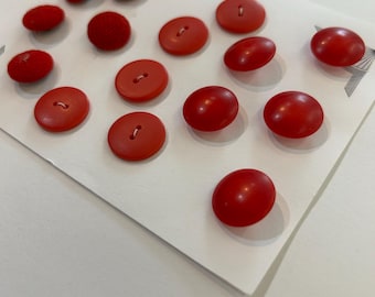 Vintage Red Plastic Sewing Buttons, Assorted Round, 5/8"- 3/4"