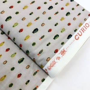 Bugs and Beetles Khaki Metallic Fabric by Cotton + Steele, Rifle Paper Co Curio collection, apparel sewing fabric, 45&quot; wide
