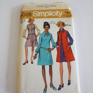Simplicity 9028, Vintage 1970&#39;s dress sewing pattern, dress and jumper pattern, 1970s jumper, vintage sewing pattern, 1970s dress pattern