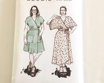 Closet Core Elodie No. 23 Wrap Dress Sewing Pattern, Flowy Skirt, Dolman Sleeve