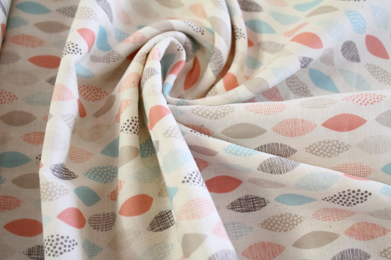 Printed cotton Double Gauze fabric leave print fabric Etsy