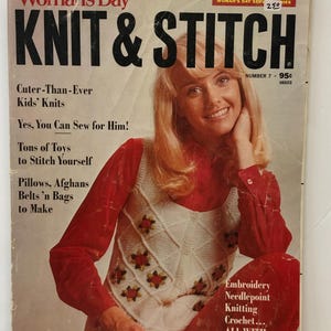 Woman&#39;s Day Knit and Stitch Magazine, Vintage 1970&#39;s Magazine, Knit & Stitch issue number 7