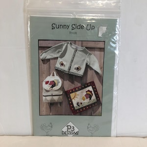 Sunny Side Up - quilted chicken applique pattern, Sweatshirt, Backpack, and Wall Hang Quilt Pattern, P3 Designs quilted apparel pattern