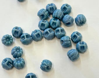 Vintage Set of 26 Light Blue Plastic Flower Sewing Buttons,  3/8" (12mm) with shank