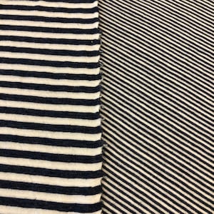 Blue & White Striped Double Face Jersey Fabric, Lightweight Viscose Stretch Jersey Fabric, Striped Stretch Fabric, 60&quot; wide x 32&quot; long