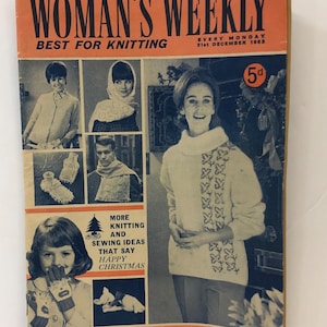 Catalogo di maglieria degli anni '60, rivista Woman's Weekly Best for Knitting, rivista di maglieria natalizia del 1963, Knitting and Sewing, rivista Needle Craft.