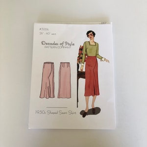 Decades of Style #3004 1930s shaped seam , Decades of style pattern, 1930s skirt pattern, 1930s reproduction skirt pattern, decades of style