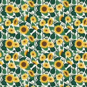Sunflower Fields quilting cotton in cream by Cotton + Steele, Rifle Paper Co Curio collection, 1 yard 20&quot; remnant, 44&quot; wide