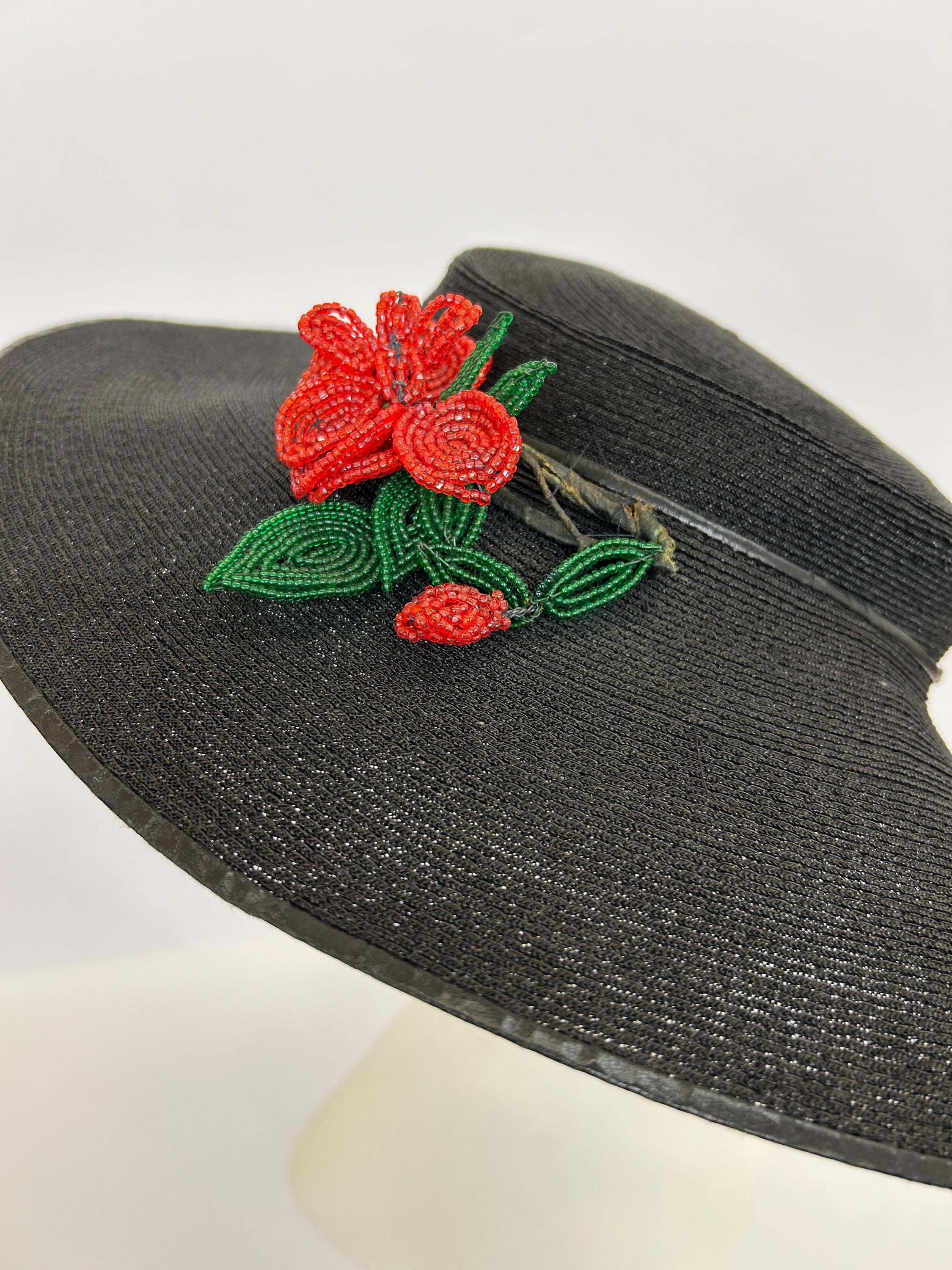 Straw Hat With Beads - Etsy