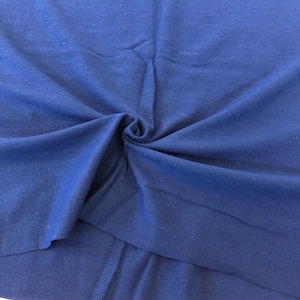 Cobalt Blue Wool Tube Knit Jersey Fabric Yardage, Wool Pique Fabric, Wool Fabric Remnant With Flaws, Blue Wool Fabric 54&quot; x 1yd 21&quot; + 37&quot;