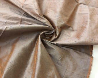 Gray & Orange Shantung Silk Fabric Remnant, 2yd 17" x 52"