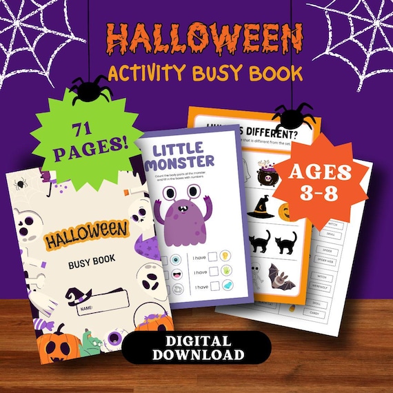 Halloween Activity Busy Book for Toddlers and Kids | Ages 3-8 | Home School Resource