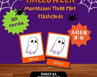 Halloween Montessori Three Part Flash Cards