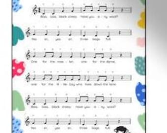 Baa Baa Black Sheep Easy Sheet Music for Baby Einstein Paino