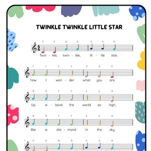 Twinkle Twinkle Little Star Partitura Fácil para Baby Einstein Paino