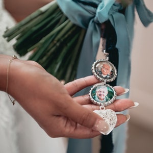 Custom Personalized Multiple Photo  Bottle Cap Wedding Bouquet Charm for something treasured