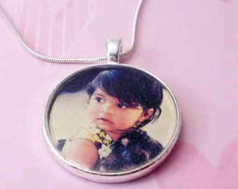 Custom Silver plated Photo Pendant