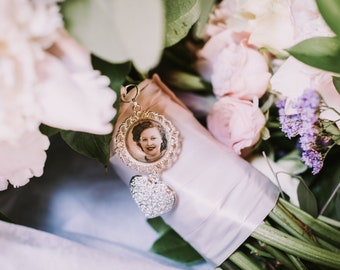 Custom Personalized Photo Double Sided Wedding Bouquet Charm for something treasured