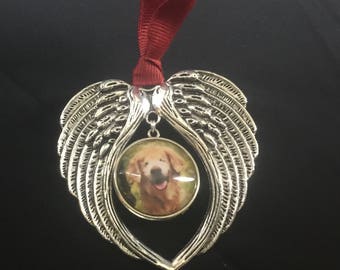 Angel Wing Photo  Ornament / Personalized / Keepsake Ornament /Bouquet Charm/ Pet / Relative/Friend