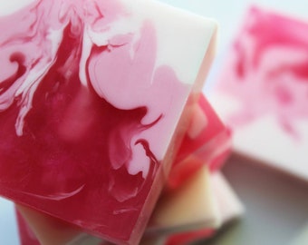 Jabón de glicerina de geranio rosa, jabón artesanal, barra de 52 oz sin cortar